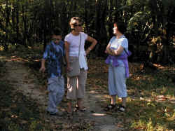 Linda and Avril discuss walking shoes while Adam pokes ants
